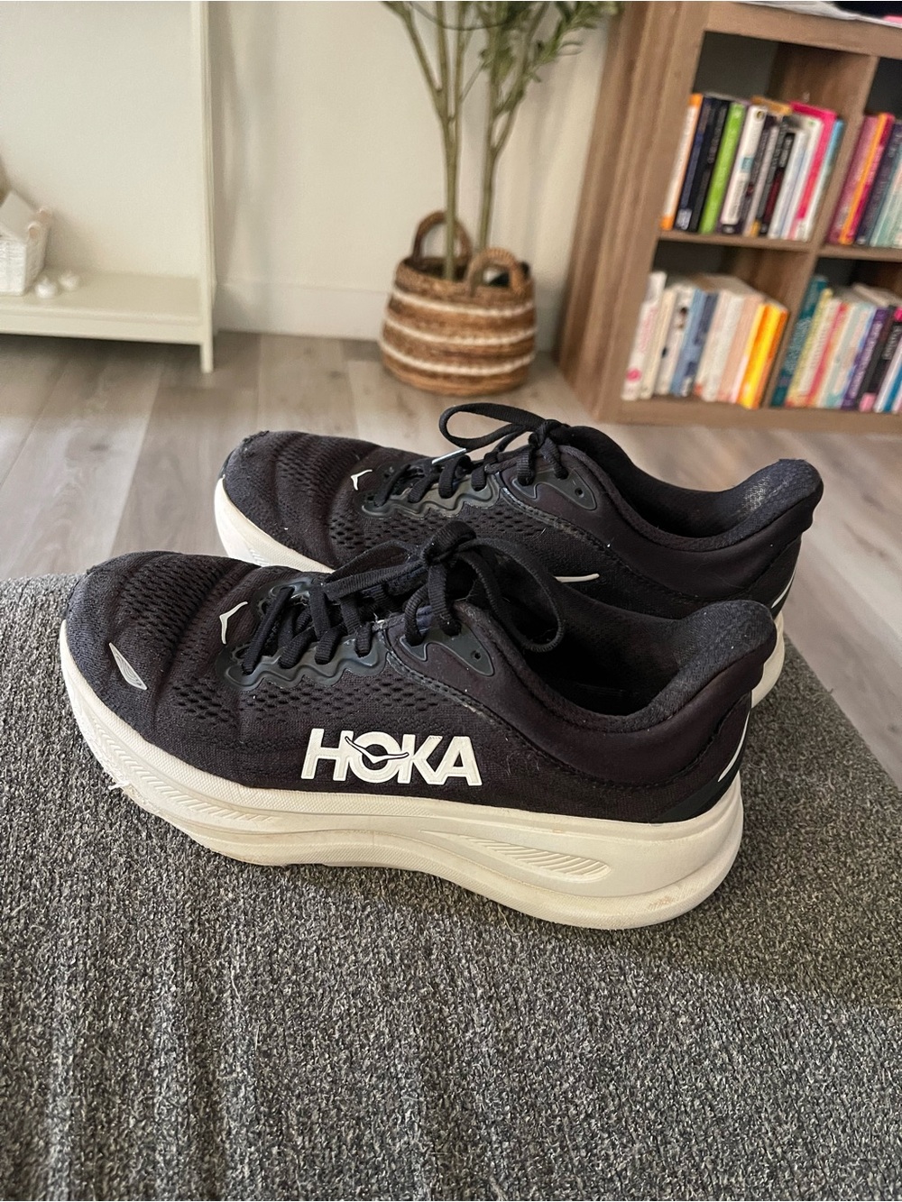 Hoka Women’s Black Athletic Running Shoes with White Midsole